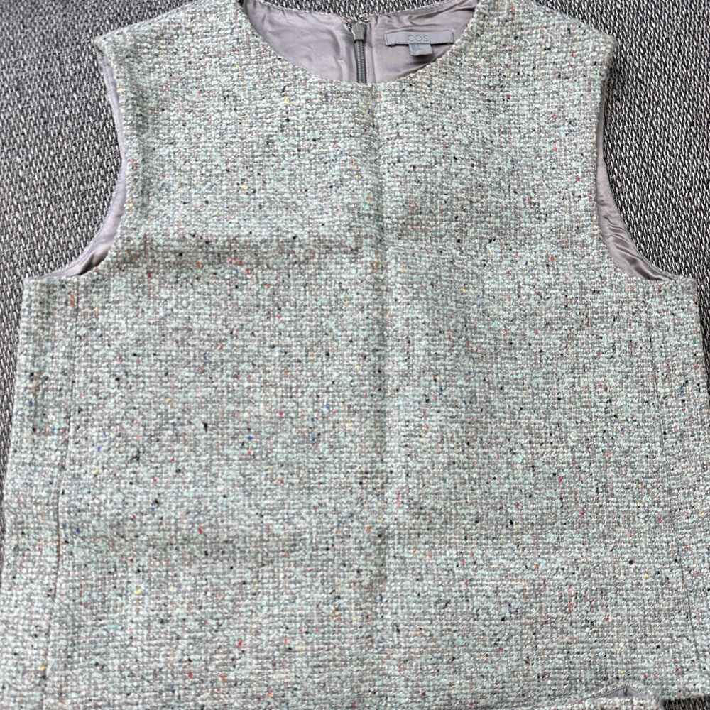 mint green / grey wool vest and skirt set